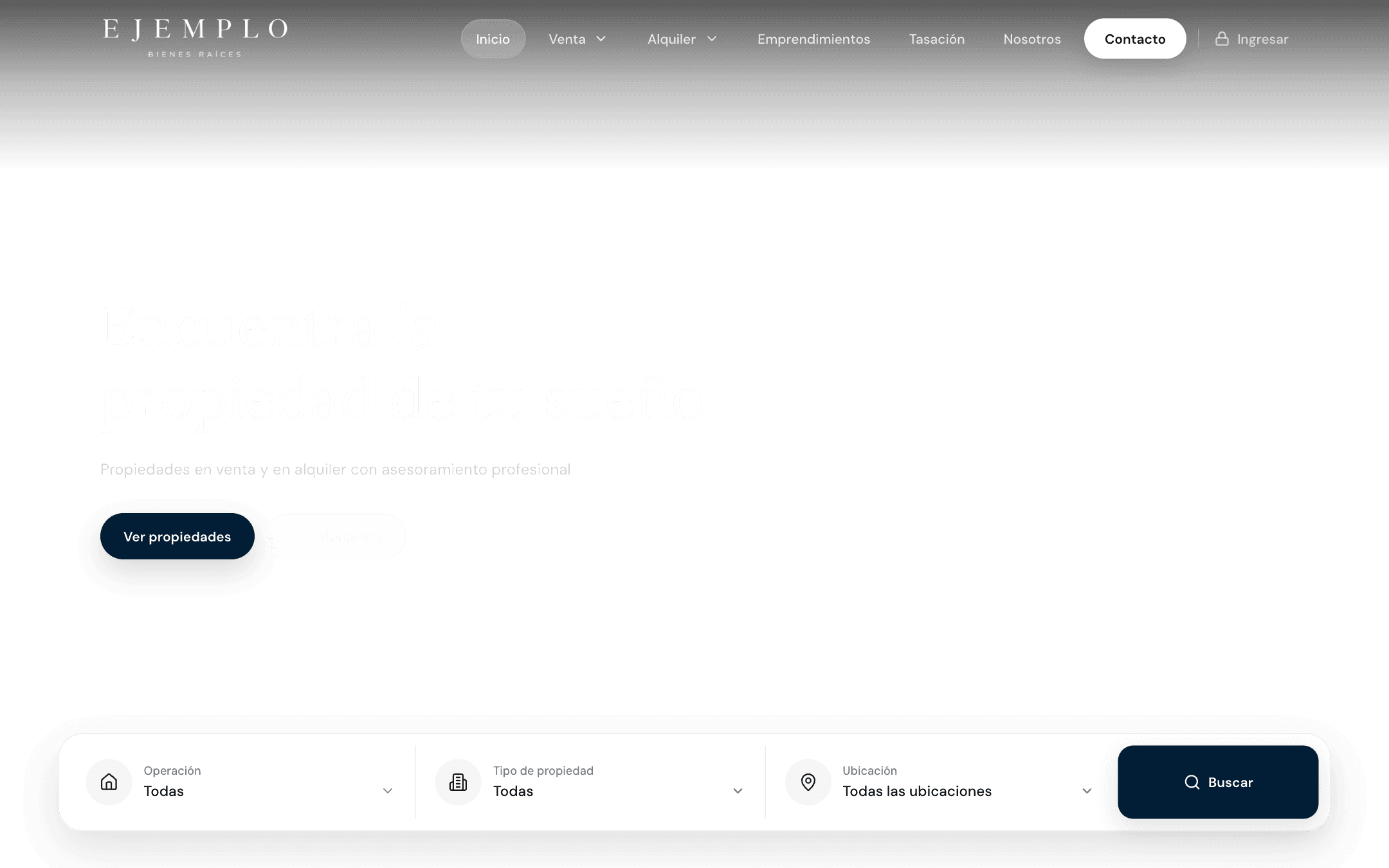 Sitio web de ejemplo creado con Senda, en la computadora